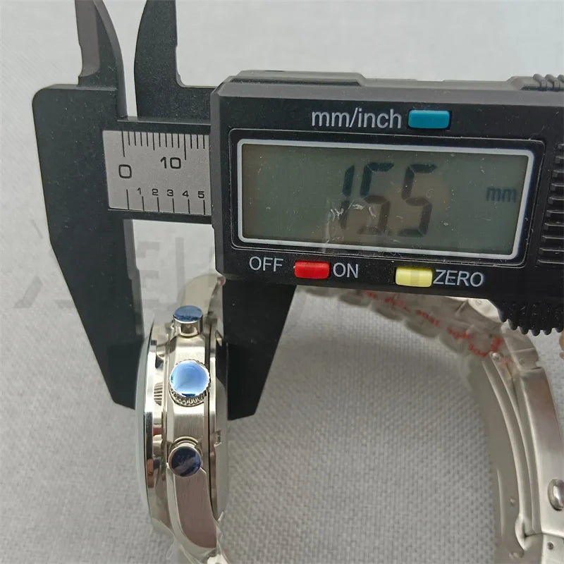 Speed Master Case 40mm VK63 Silver Watch Case Blue Green Black Silver Insert With Coated Glass For VK63 Quartz Chronograph Movement Steel Bracelet