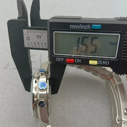 Speed Master Case 40mm VK63 Silver Watch Case Blue Green Black Silver Insert With Coated Glass For VK63 Quartz Chronograph Movement Steel Bracelet