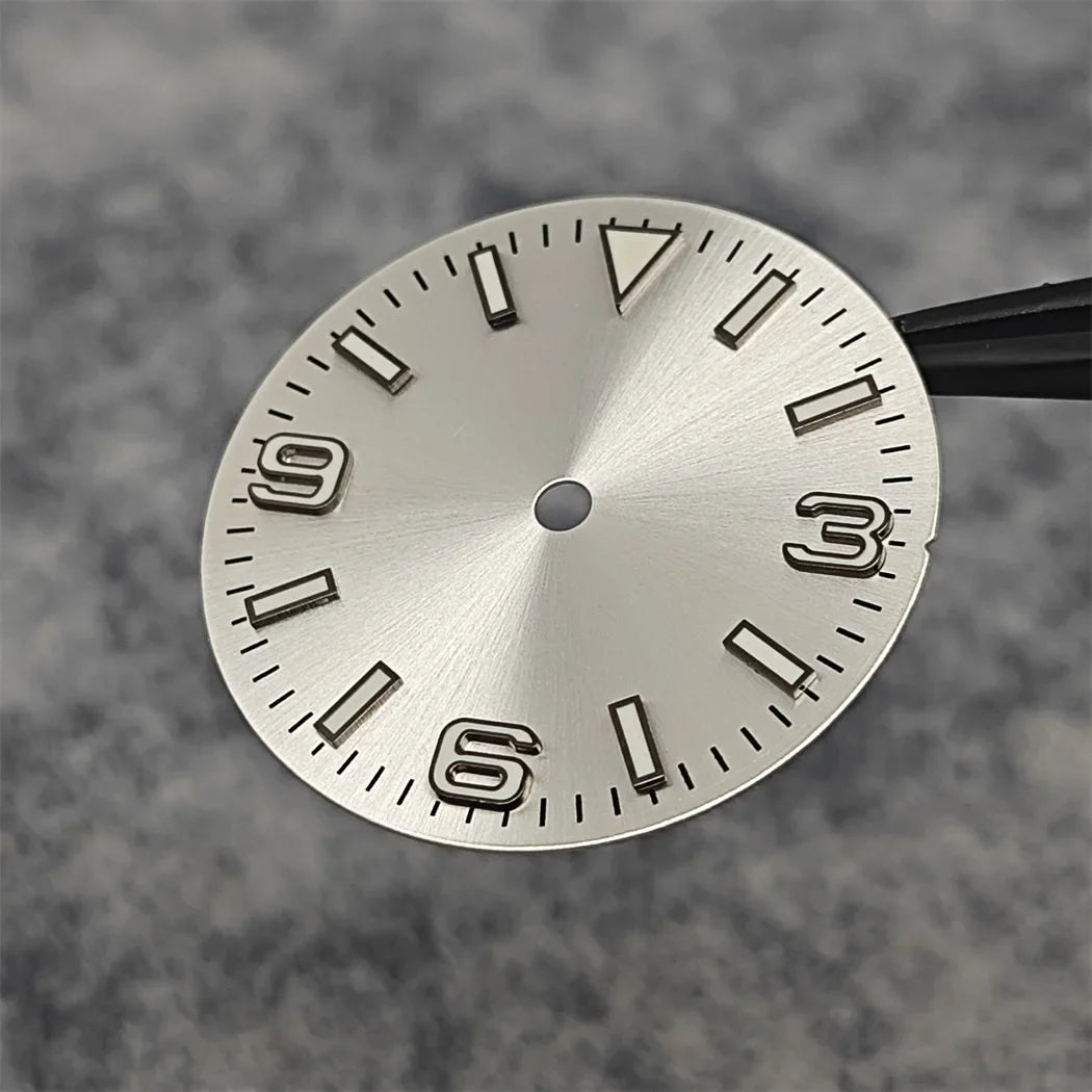 28.5mm Watch Dial + Hands Green Luminous Sun Pattern Modified 369 Nail Dial Watch Faces Accessory Fit NH35/NH36/4R/7S Movement