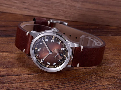 39MM Retro WW2 Military  S2081 Gradual Brown Dial ST1731 Movement 100M Waterproof  D12 Homage Field Watch
