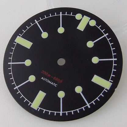 Sterile 31mm Silver Watch Dial for Seik0 N H35 N H36 Movement Green Luminous Di ving Wristwatch Accessories