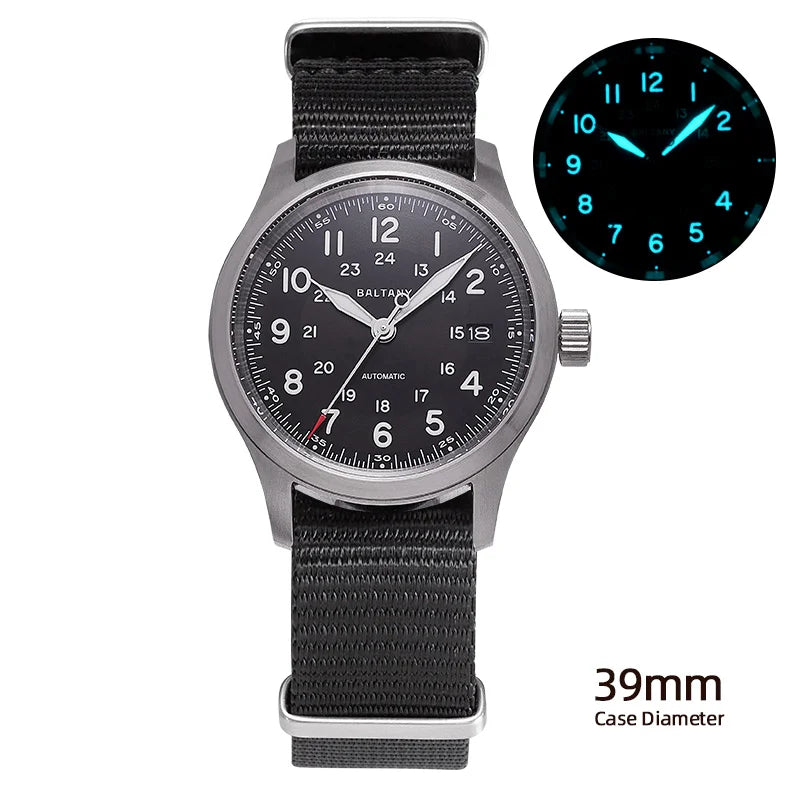 Baltany Field Watch S2049 Customizable 10ATM Waterproof 39mm  NH35 Automatic Ar Sapphire Swiss lume