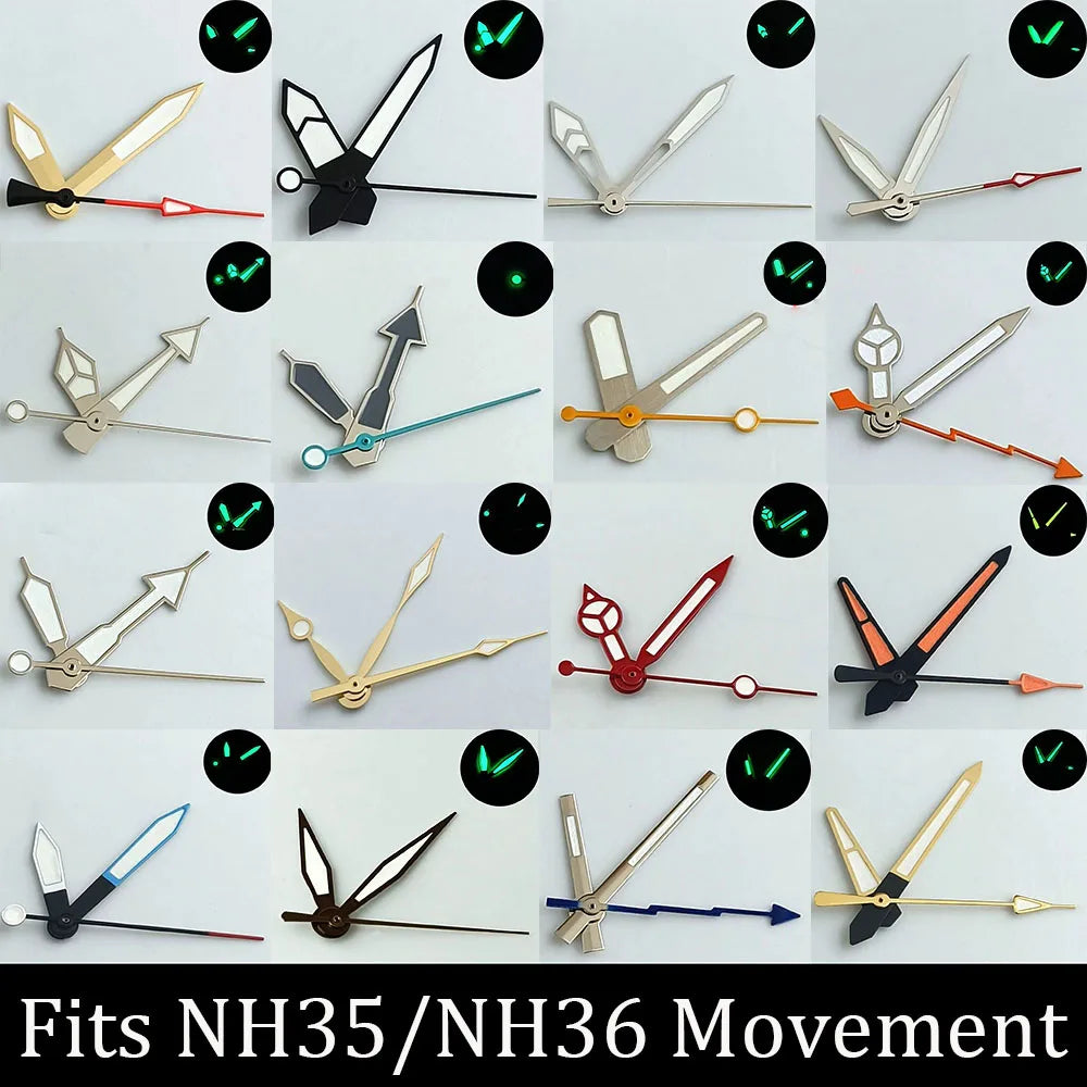 high-quality Watch accessories watch pointer NH series 35 NH36 hands green  luminous suitable for N H35/ NH36 movement