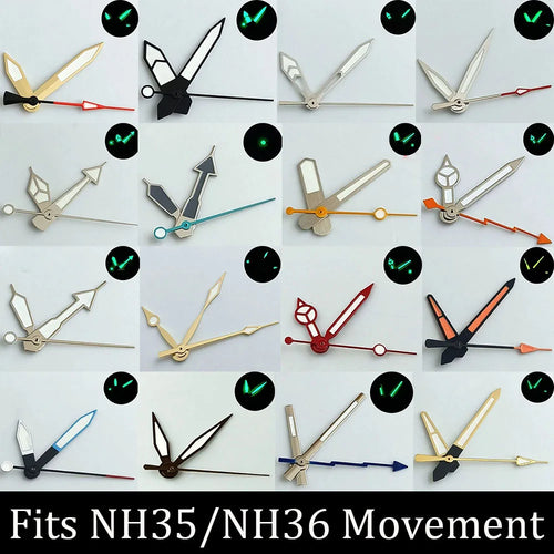 high-quality Watch accessories watch pointer NH series 35 NH36 hands green  luminous suitable for N H35/ NH36 movement