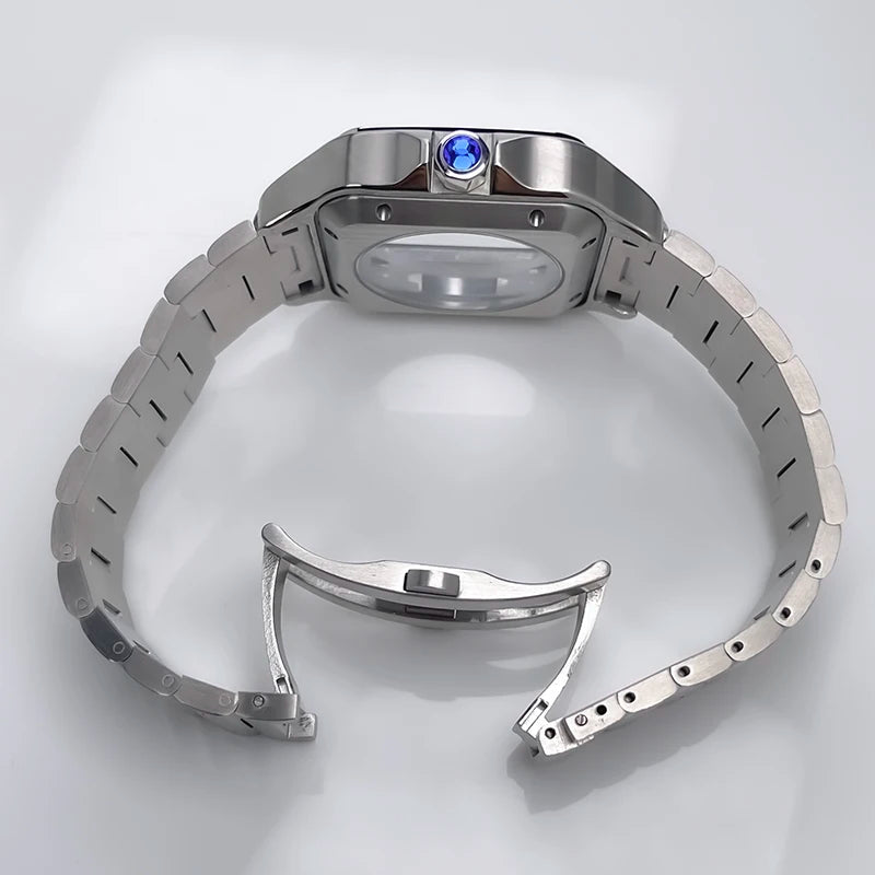 NH35 Case 38mm Sapphire Glass Stainless Steel Square Watch Case Accessories Modification Parts Suitable NH35 NH36 NH38 Movements