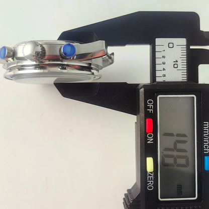 40mm VK63 Stainless Steel Case Strap Moonswatch Style Moon Back Cover Fit VK63 Quartz Movement Gold Word Bezel Watch Accessories