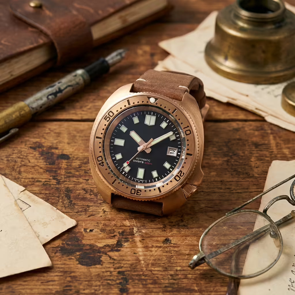 Solid Bronze Turtle Diver WristFull W101 44mm Men Diving Watch Sapphire TMI NH35 Automatic  200M Waterproof Luminous