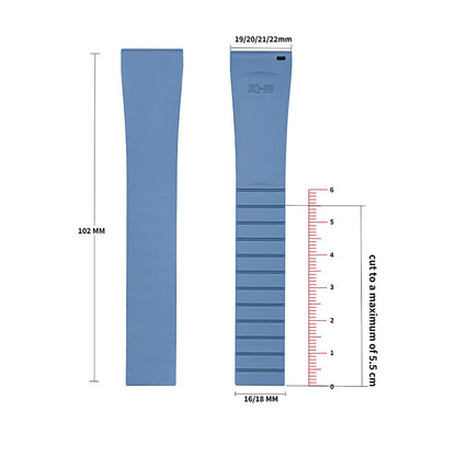 Cut-to-Size FKM Rubber Watch Strap 18mm/20mm/21mm/22mm
