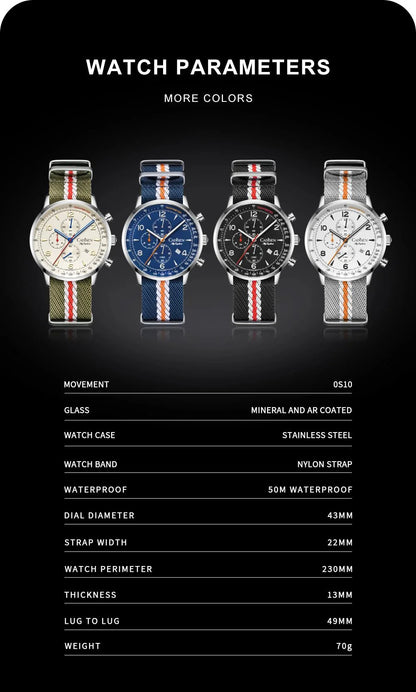 CADISEN C7067 Chronograph MIYOTA 0S10 Quartz Watch AR Mirror 5bar - Tandorio Watches