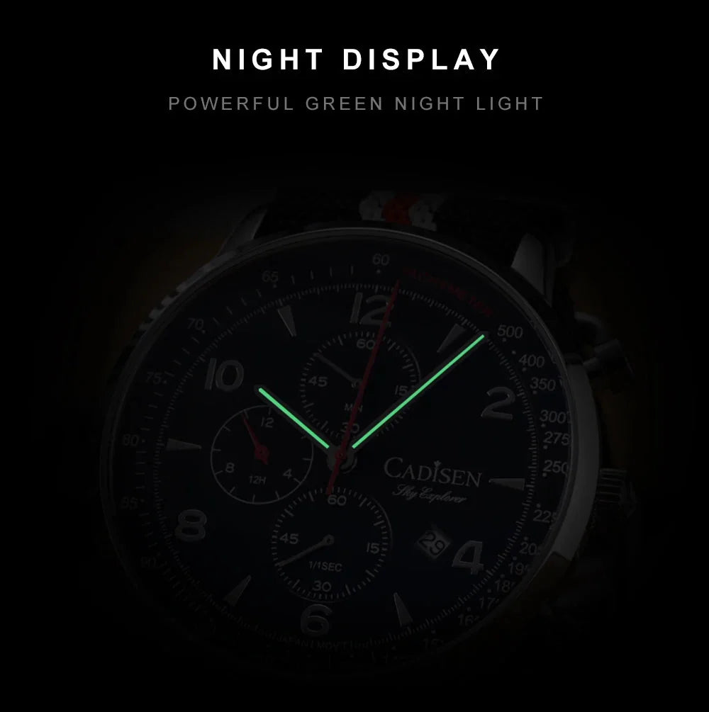 CADISEN C7067 Chronograph MIYOTA 0S10 Quartz Watch AR Mirror 5bar - Tandorio Watches