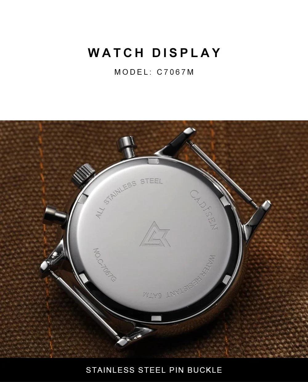 CADISEN C7067 Chronograph MIYOTA 0S10 Quartz Watch AR Mirror 5bar - Tandorio Watches