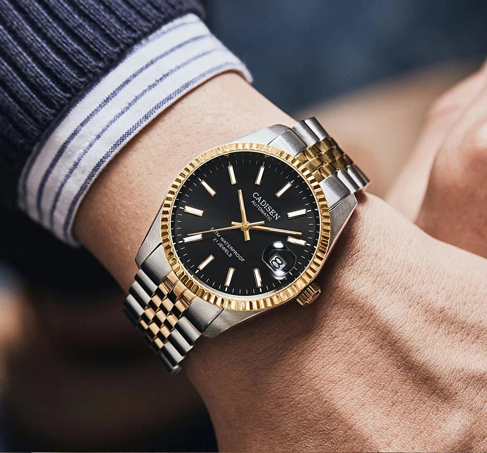 CADISEN C8053 Dress Watch Date Just miyota 8215 Automatic 38MM Sapphire 5Bar - Tandorio Watches