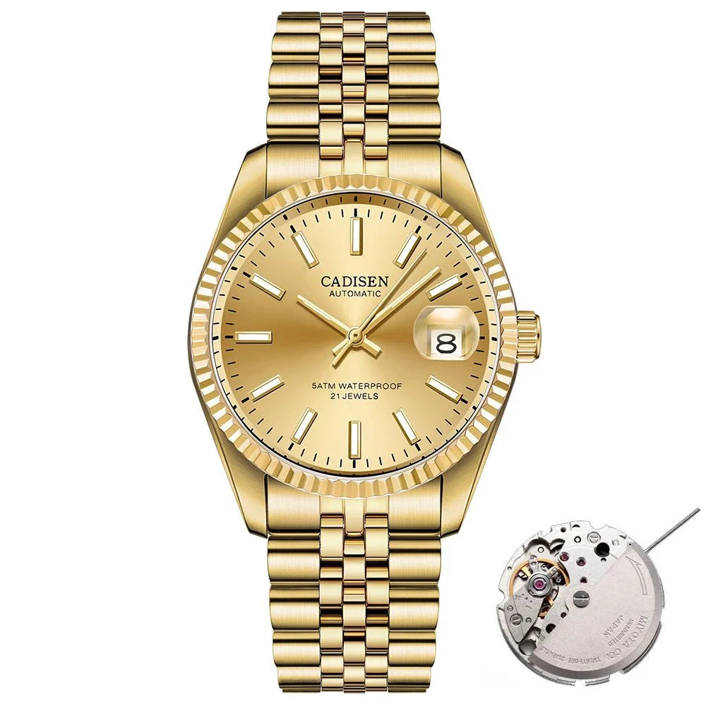 CADISEN C8053 Dress Watch Date Just miyota 8215 Automatic 38MM Sapphire 5Bar - Tandorio Watches