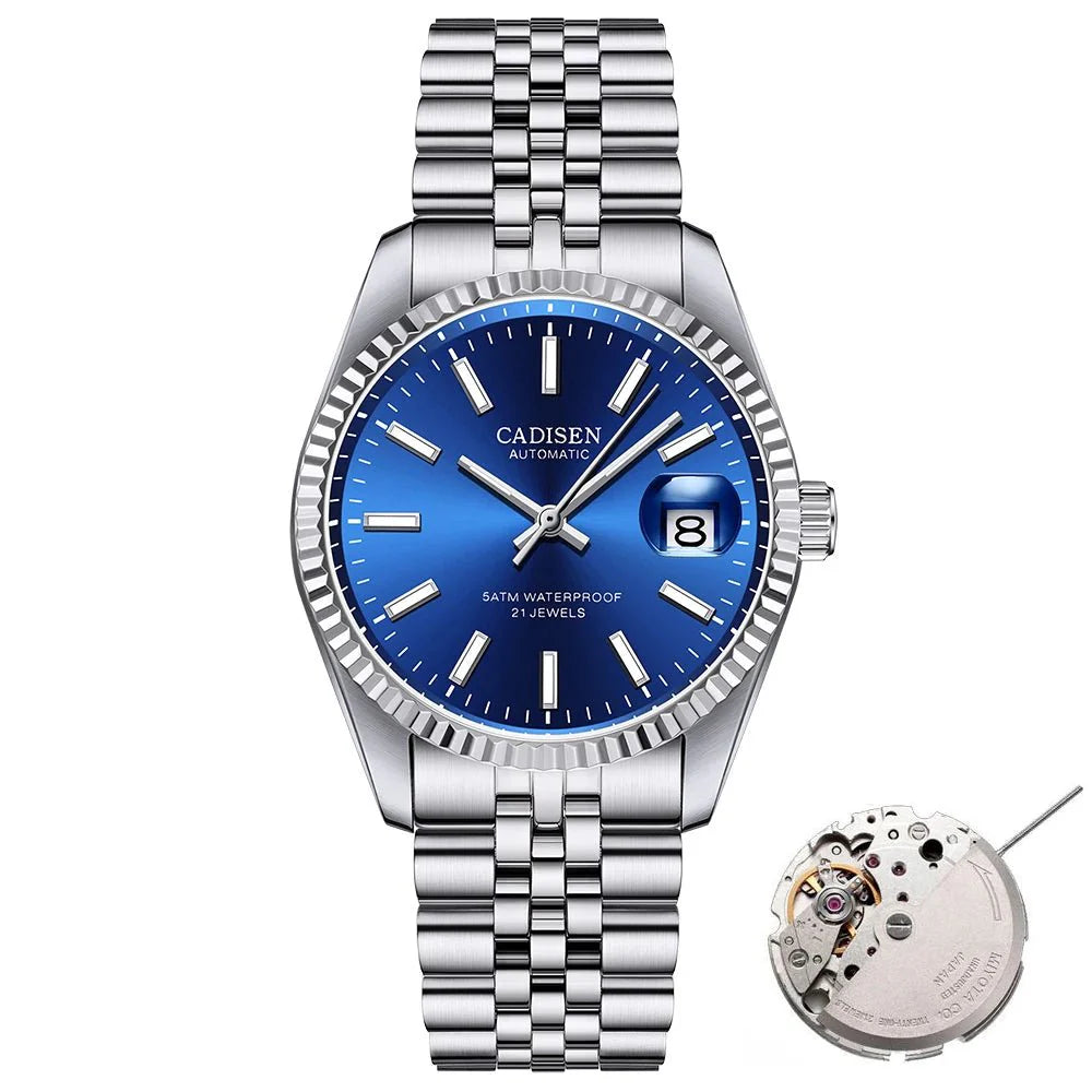 CADISEN C8053 Dress Watch Date Just miyota 8215 Automatic 38MM Sapphire 5Bar - Tandorio Watches