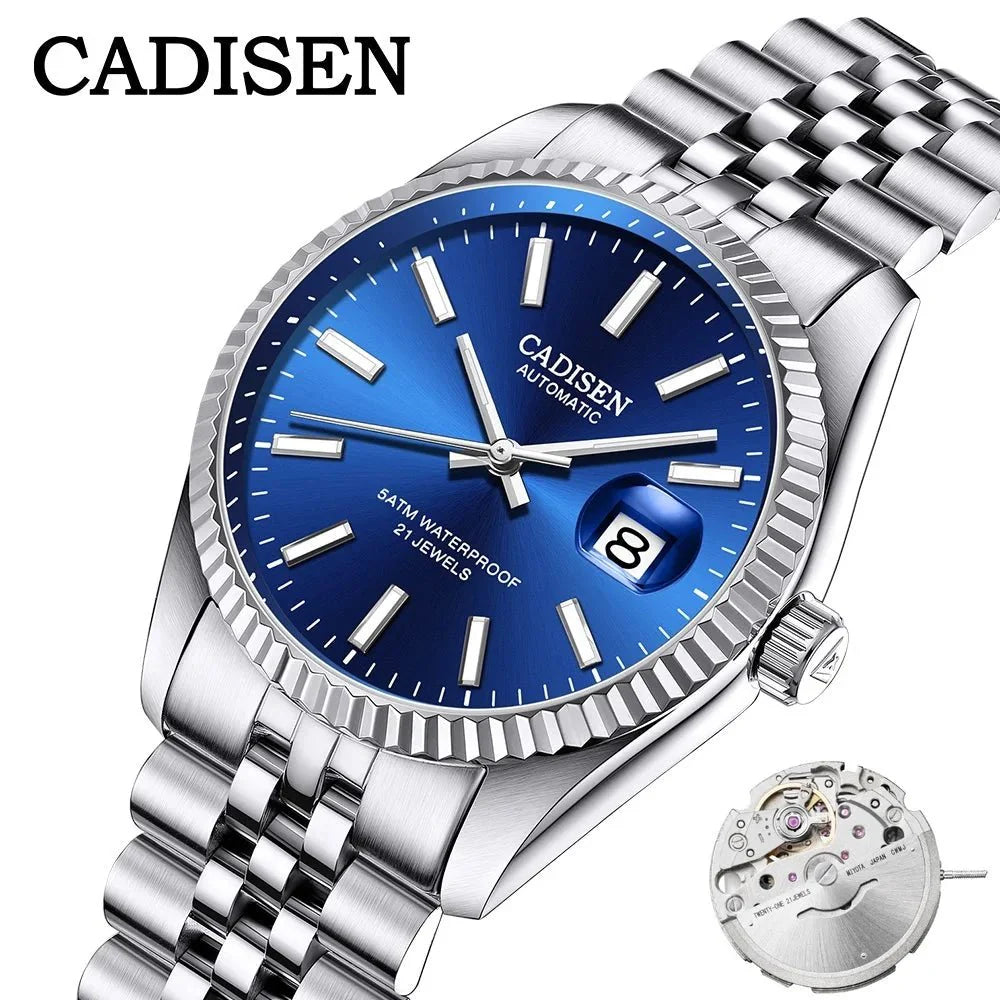 CADISEN C8053 Dress Watch Date Just miyota 8215 Automatic 38MM Sapphire 5Bar - Tandorio Watches