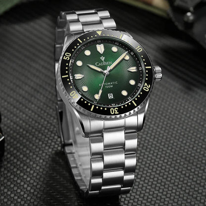 CADISEN C8245 Diver AR Sapphire MIYOTA 8215 Mechanical Wristwatch Ceramic Ring 10Bar Luminous - Tandorio Watches
