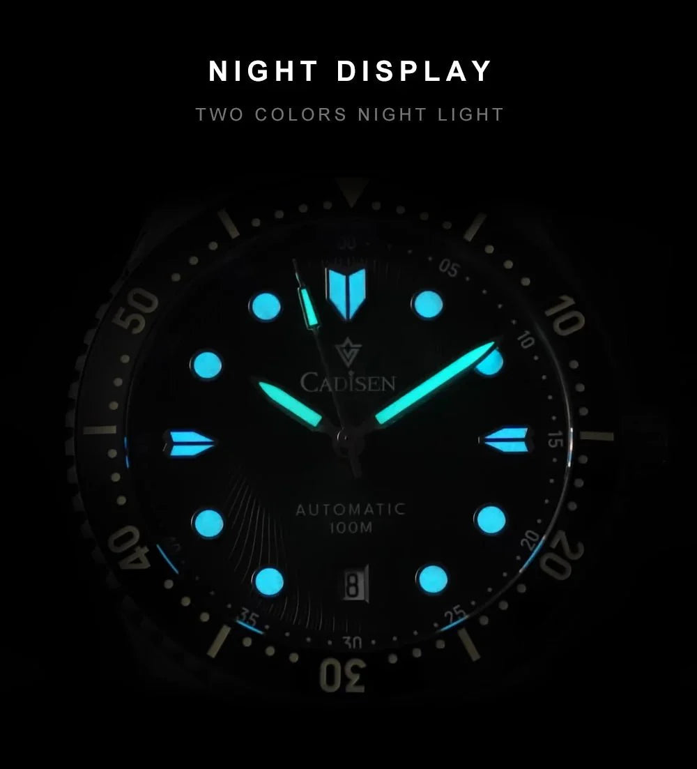 CADISEN C8245 Diver AR Sapphire MIYOTA 8215 Mechanical Wristwatch Ceramic Ring 10Bar Luminous - Tandorio Watches