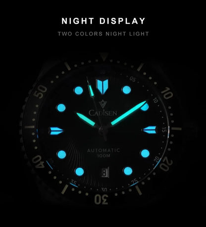 CADISEN C8245 Diver AR Sapphire MIYOTA 8215 Mechanical Wristwatch Ceramic Ring 10Bar Luminous - Tandorio Watches