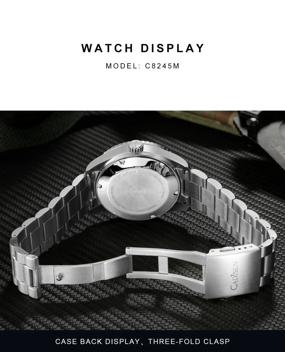 CADISEN C8245 Diver AR Sapphire MIYOTA 8215 Mechanical Wristwatch Ceramic Ring 10Bar Luminous - Tandorio Watches