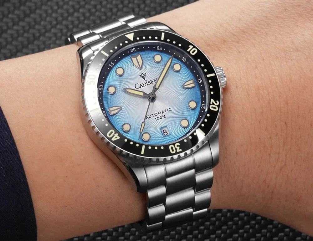 CADISEN C8245 Diver AR Sapphire MIYOTA 8215 Mechanical Wristwatch Ceramic Ring 10Bar Luminous - Tandorio Watches