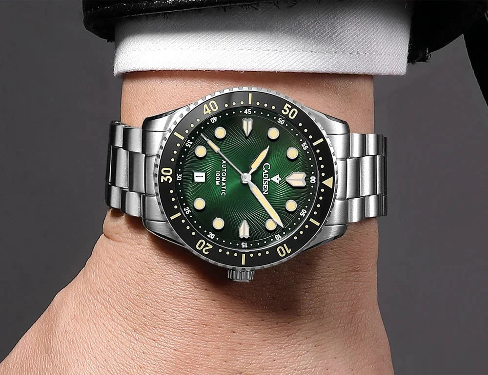 CADISEN C8245 Diver AR Sapphire MIYOTA 8215 Mechanical Wristwatch Ceramic Ring 10Bar Luminous - Tandorio Watches