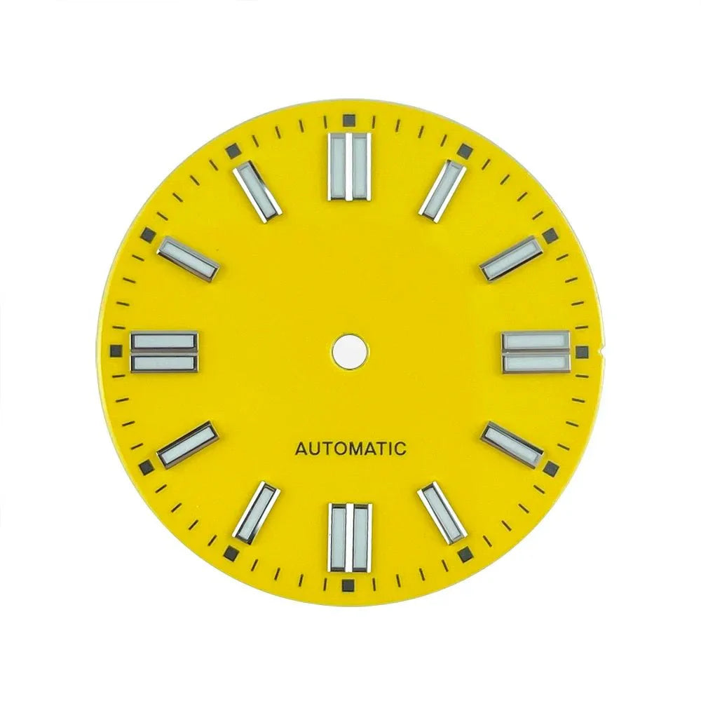 Double bar 28.5mm Watch Dials for NH35A NH38 Movement No Date with BGW9 Lume NH35 Dial Green Orange Blue PzpNqzZr - Tandorio Watches