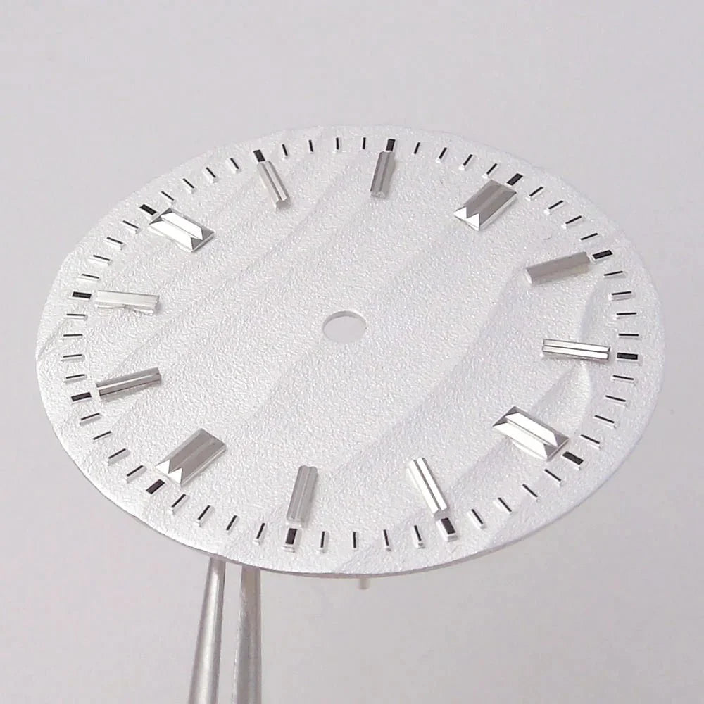 Double bar no date window Nologo 29mm Sand Dune Watch Dial Plate for NH35 NH36 ETA2824 PT5000 ST2130 Silver Hand no date Watch Parts for Diver Watch Mod - Tandorio Watches
