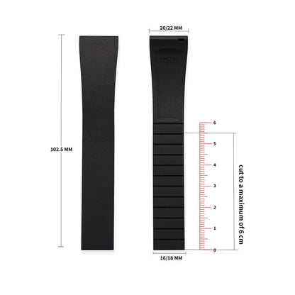 Cut-to-Size FKM Rubber Watch Strap 18mm/20mm/21mm/22mm