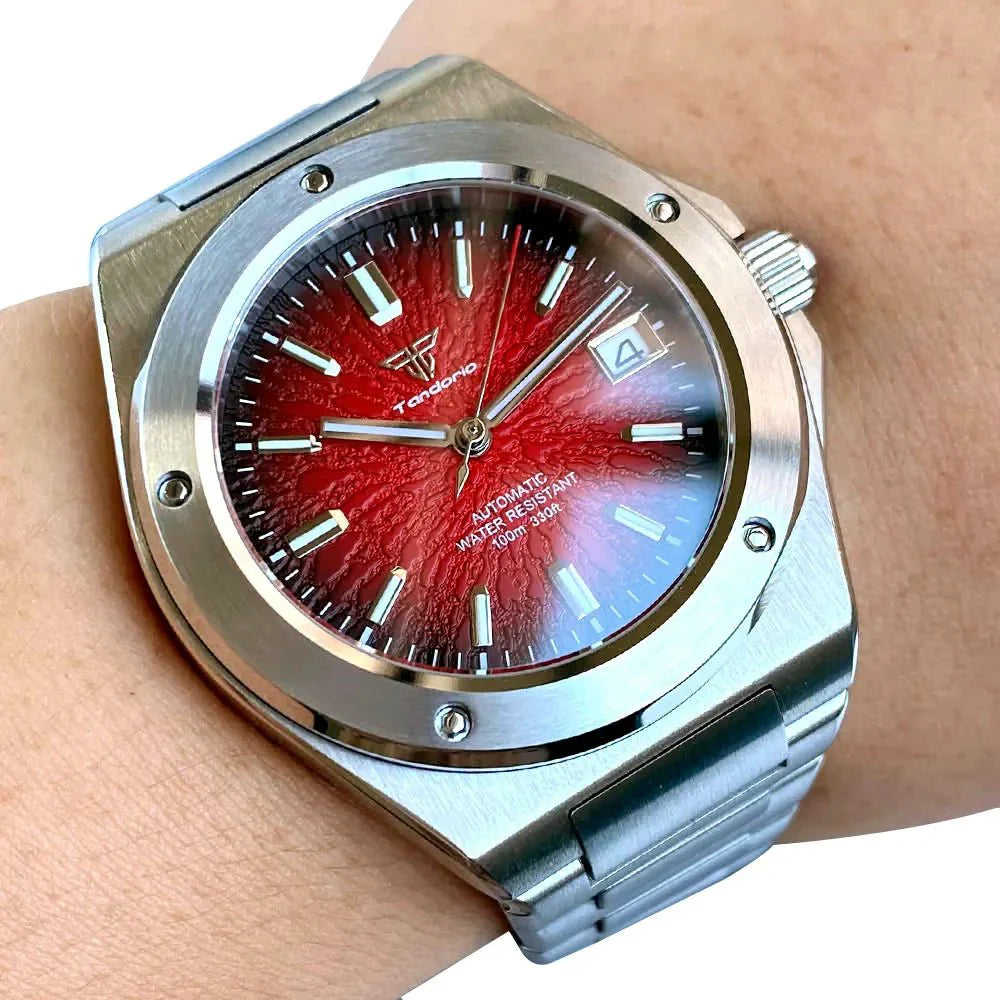 Engineer Watch Tandorio TD331S Blue Teacup Pattern Date Face Sapphire 10bar NH35 Automatic Lumimous Dress - Tandorio Watches