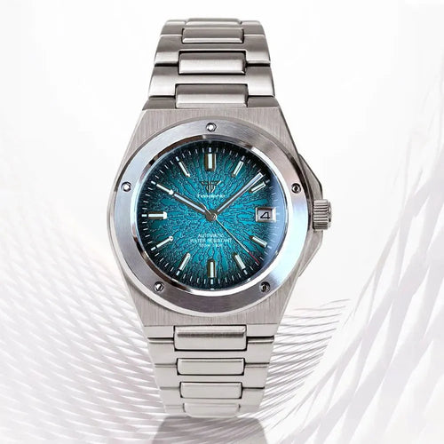 Engineer Watch Tandorio TD331S Blue Teacup Pattern Date Face Sapphire 10bar NH35 Automatic Lumimous Dress - Tandorio Watches