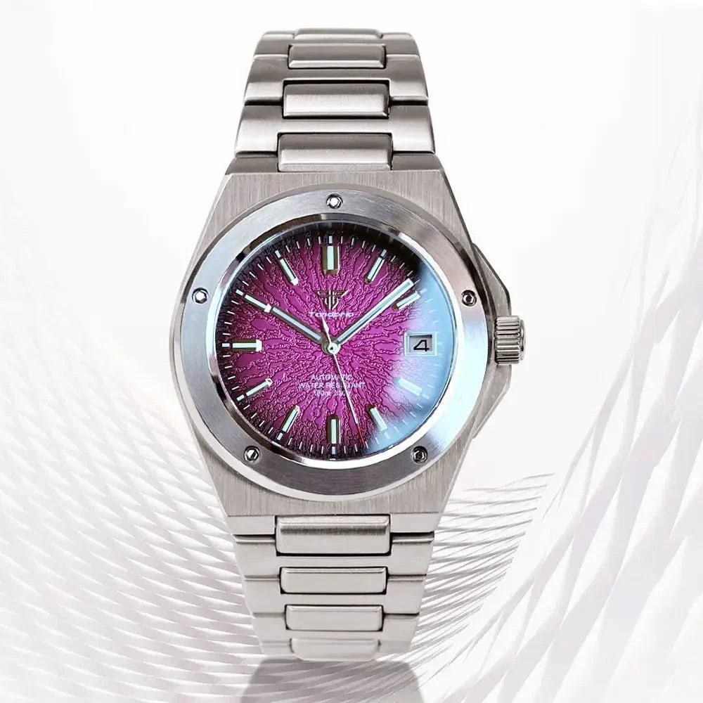 Engineer Watch Tandorio TD331S Blue Teacup Pattern Date Face Sapphire 10bar NH35 Automatic Lumimous Dress - Tandorio Watches