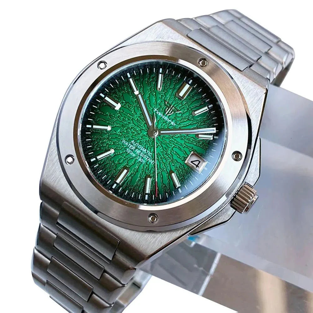 Engineer Watch Tandorio TD331S Blue Teacup Pattern Date Face Sapphire 10bar NH35 Automatic Lumimous Dress - Tandorio Watches