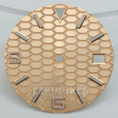 honeycomb texture watch dial is 29mm green luminous suitable for replacing parts of NH35 and NH36 movements - Tandorio Watches