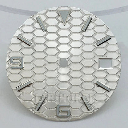 honeycomb texture watch dial is 29mm green luminous suitable for replacing parts of NH35 and NH36 movements - Tandorio Watches