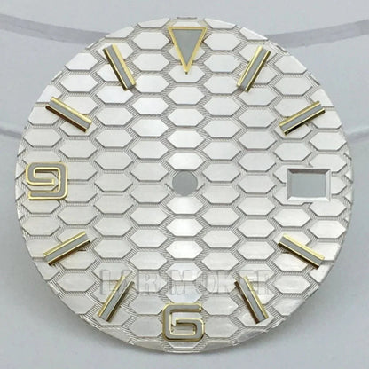 honeycomb texture watch dial is 29mm green luminous suitable for replacing parts of NH35 and NH36 movements - Tandorio Watches