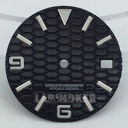 honeycomb texture watch dial is 29mm green luminous suitable for replacing parts of NH35 and NH36 movements - Tandorio Watches