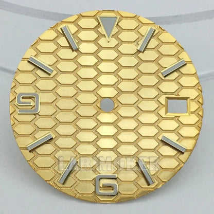 honeycomb texture watch dial is 29mm green luminous suitable for replacing parts of NH35 and NH36 movements - Tandorio Watches