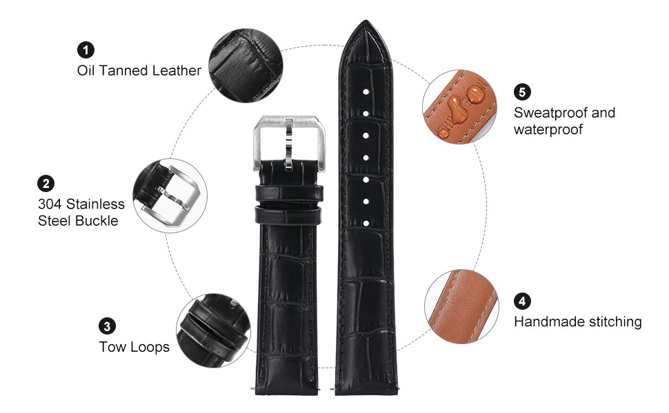 Easy Release Soft Leather Band 20mm