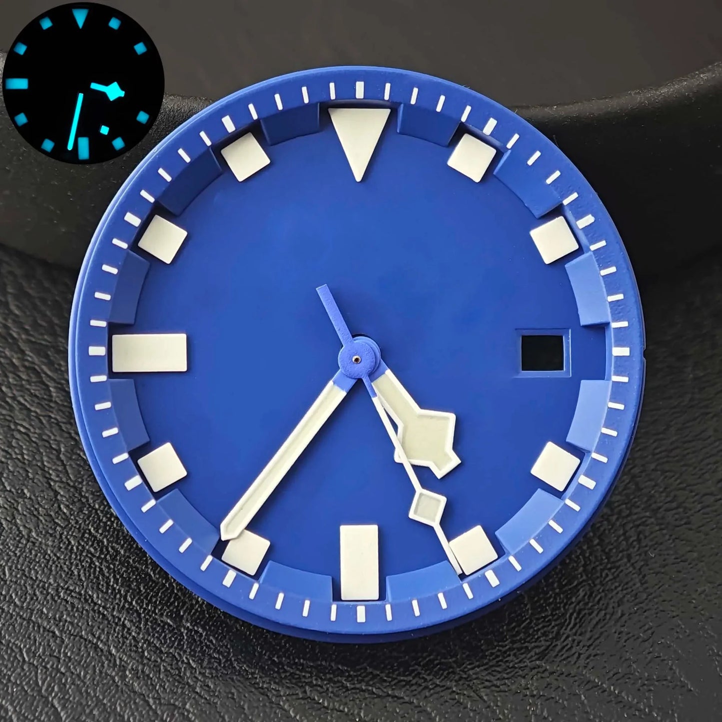 Miyota 8215 dial 31.8mm blue - green luminous dial/hands, suitable for dial replacement of 8215 automatic mechanical movement - Tandorio Watches