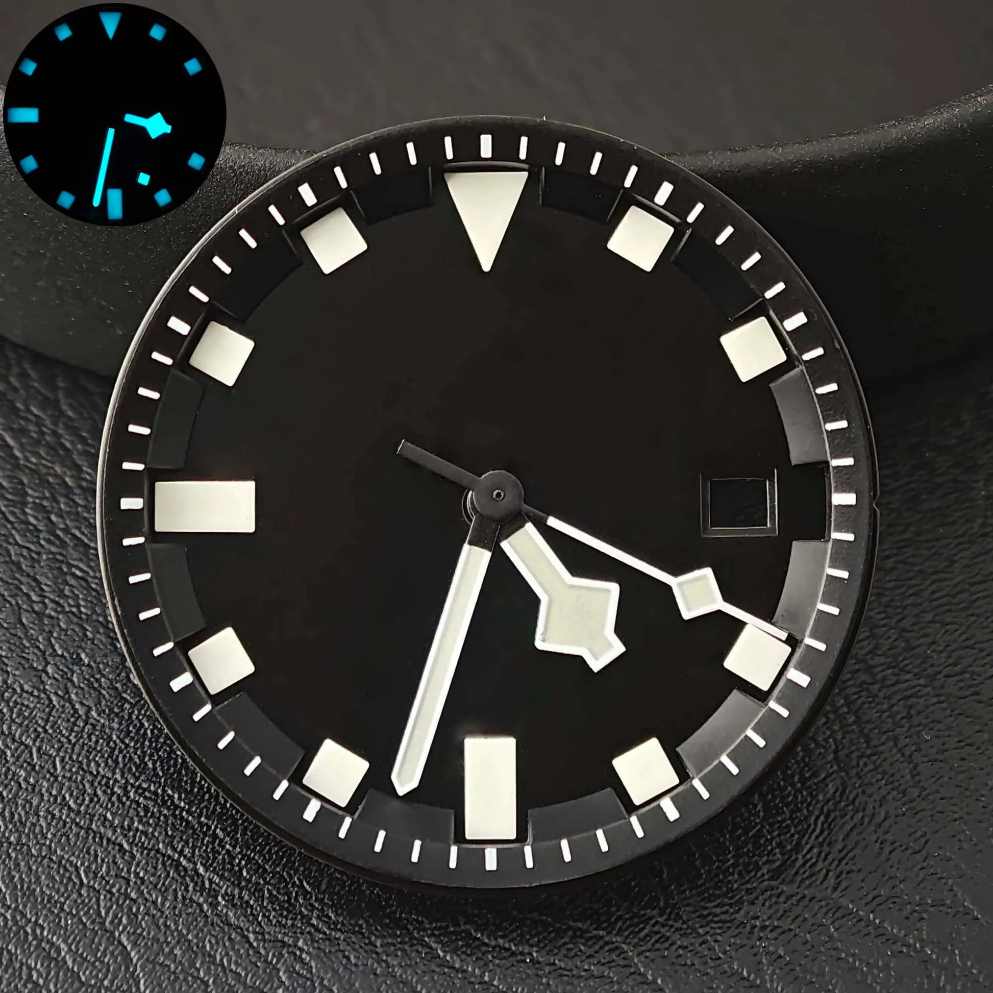 Miyota 8215 dial 31.8mm blue - green luminous dial/hands, suitable for dial replacement of 8215 automatic mechanical movement - Tandorio Watches