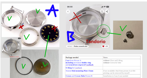Watch Parts 5 Bundles（case，crown and dial etc）