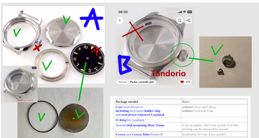 Watch Parts 5 Bundles（case，crown and dial etc）