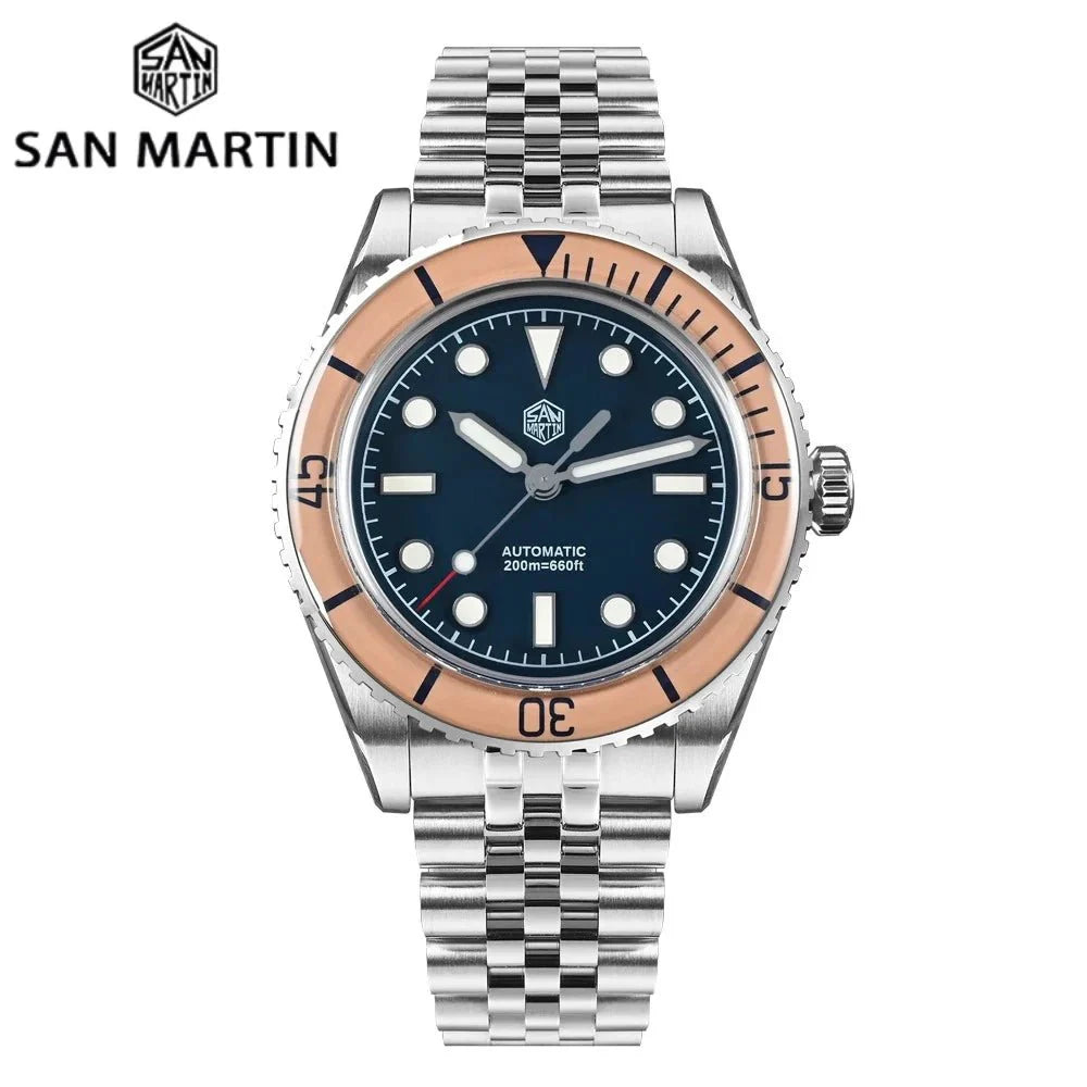 San Martin Diver SN0133 40mm NH35 Automatic AR Sapphire Bezel J - type Bracelet Waterproof 200m Swiss Lume - Tandorio Watches