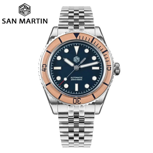 San Martin Diver SN0133 40mm NH35 Automatic AR Sapphire Bezel J - type Bracelet Waterproof 200m Swiss Lume - Tandorio Watches