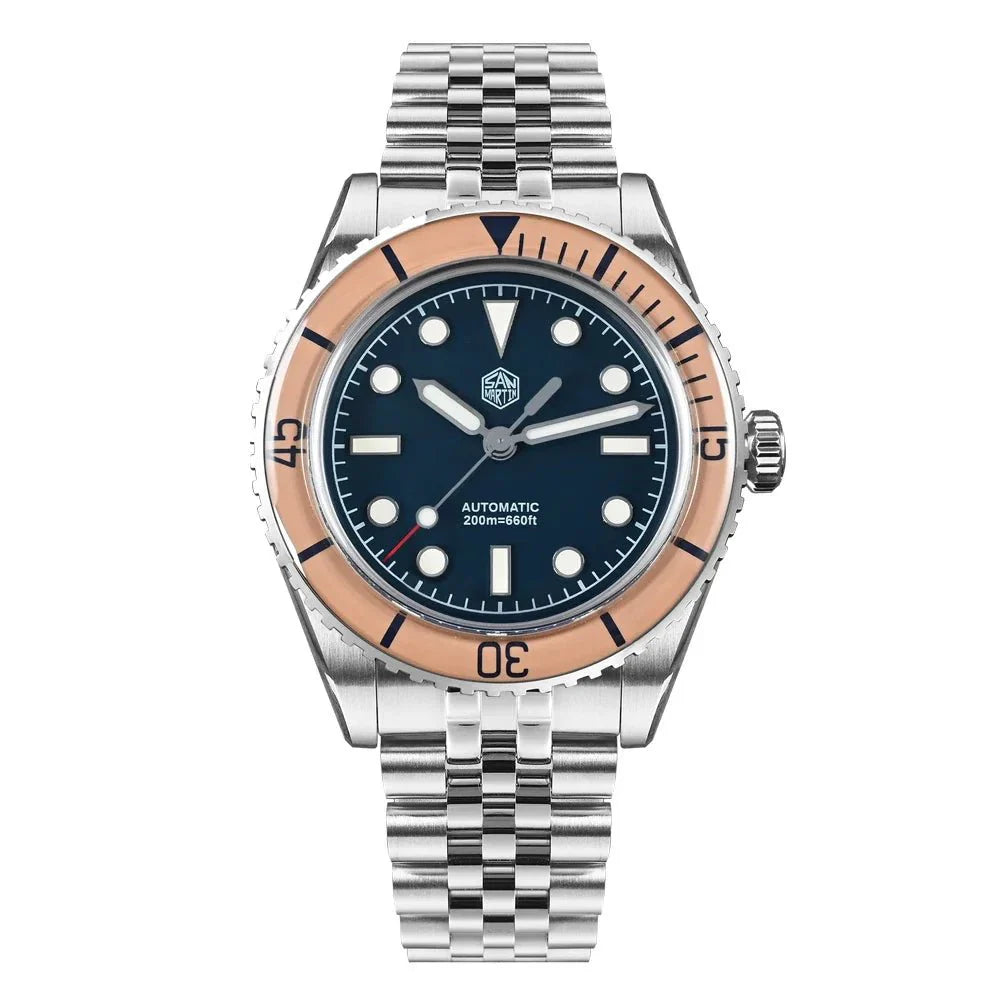 San Martin Diver SN0133 40mm NH35 Automatic AR Sapphire Bezel J - type Bracelet Waterproof 200m Swiss Lume - Tandorio Watches