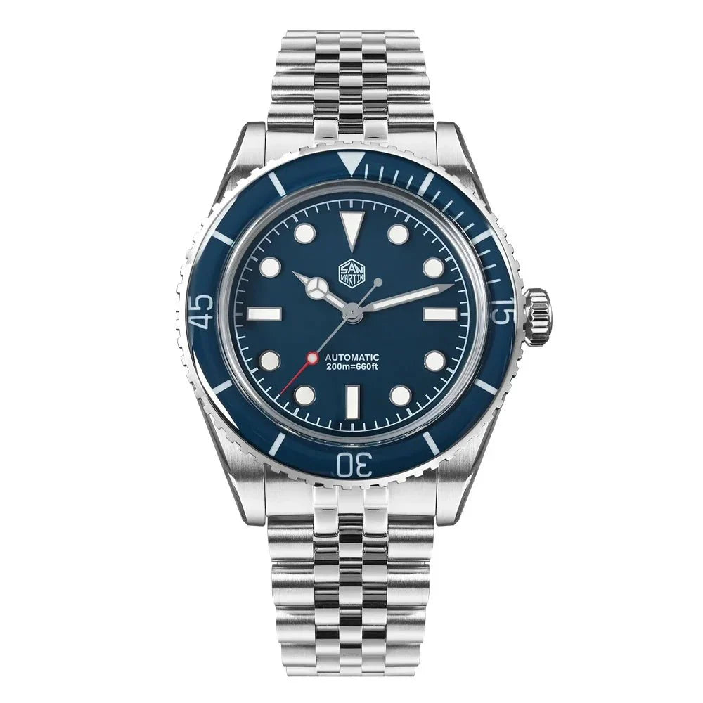 San Martin Diver SN0133 40mm NH35 Automatic AR Sapphire Bezel J - type Bracelet Waterproof 200m Swiss Lume - Tandorio Watches