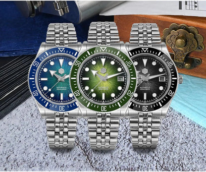 San Martin Diver SN0148G 40mm Miyota 9015 Automatic Enamel Sunburst Dial 20bar Ar Sapphire BGW9 Lume - Tandorio Watches