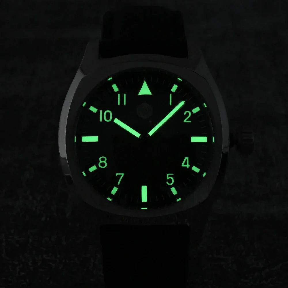 San Martin Dress Watch SN0026 38mm PT5000 SW200 Automatic Original Design Grid Textured Dial 10Bar C3 Lume Sapphire - Tandorio Watches