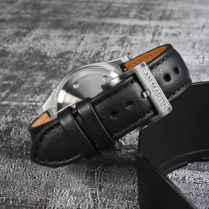 San Martin Dress Watch SN0026 38mm PT5000 SW200 Automatic Original Design Grid Textured Dial 10Bar C3 Lume Sapphire - Tandorio Watches