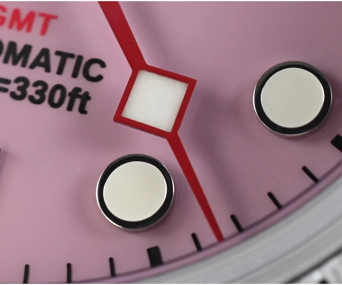 San Martin SN0054G GMT Pink Dial BB 39mm NH34 Automatic Watch 10Bar AR Sapphire BGW9 Lume - Tandorio Watches